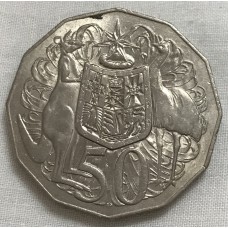 AUSTRALIA 1969 . FIFTY 50 CENTS COIN . COAT OF ARMS . KEY DATE